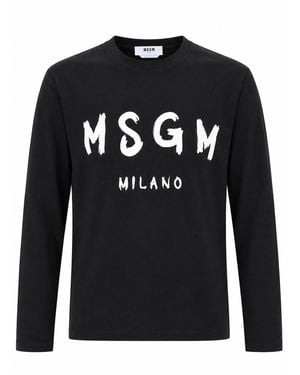 MSGM T-Shirt Con Logo Pennellato - Black