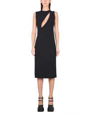 Versace Cut-Out Midi Dress With Side Split - Black