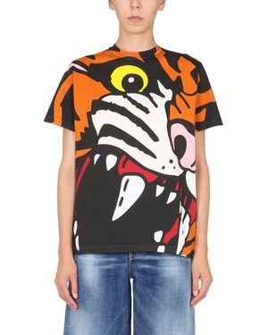 DSquared² Graphic Crew Neck T-Shirt - Multicolour