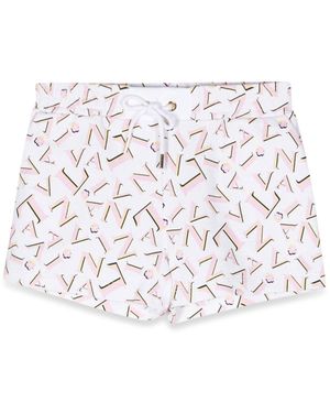 Lanvin Shorts Logo Allover - Bianco
