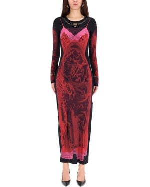 Marine Serre "Wet Nuisette" Midi Dress - Red