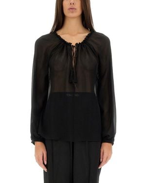 Tom Ford Semi-Transparent Silk Blouse - Black