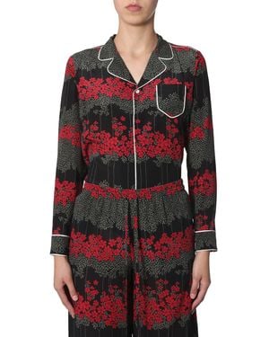 RED Valentino Silk Shirt With Dreaming Peony Print - Red