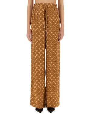 Marine Serre Moon" Satin Trousers - Brown