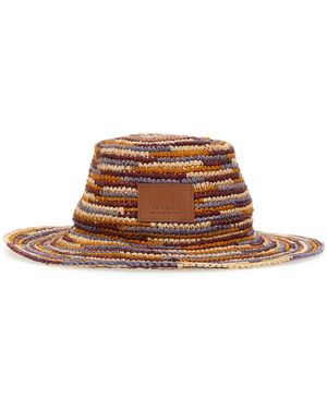 Isabel Marant CAPPELLO TULUM IN RAFIA A RIGHE - Marrone