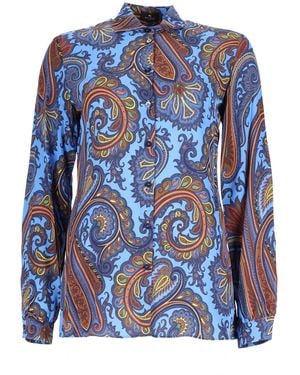 Etro Camicia Con Stampa Paisley - Blue