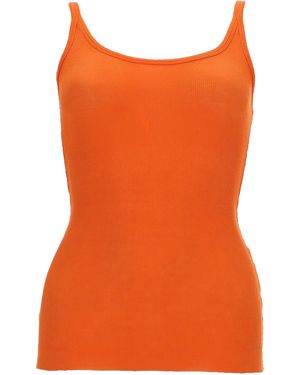 MSGM Solid Scoop Neck Top - Orange