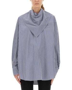 Ami Paris Striped Bandana Blouse - Blue