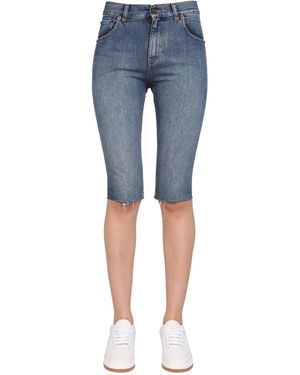 Saint Laurent BERMUDA LUNGO IN DENIM DI COTONE - Blu