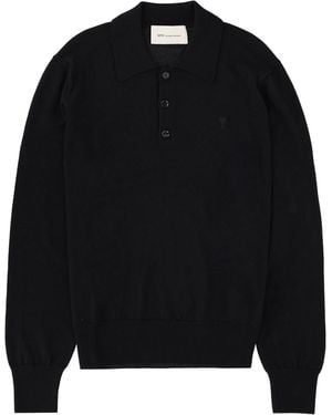 Ami Paris Polo Con Logo - Black
