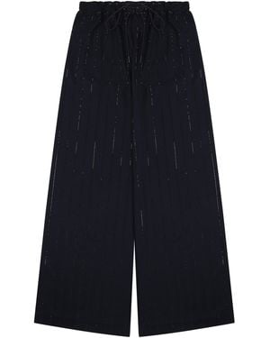 Self-Portrait Trousers With Rhinestones - Blue