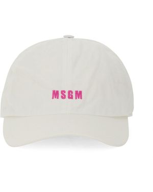 MSGM Baseball Hat With Logo-Donna - Bianco
