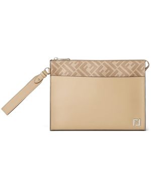 Fendi Clutch "Squared Ff" - Natural
