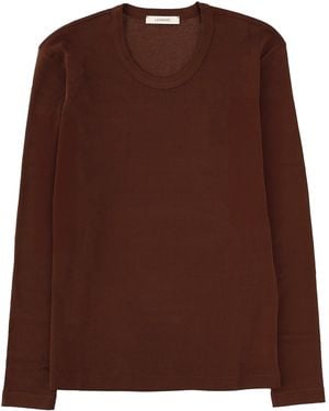 Lemaire Solid Round Neck T-Shirt - Brown
