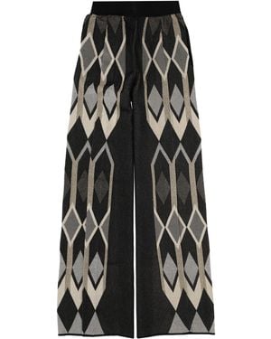 Circus Hotel Trousers With Geometric Lamé Jacquard Design - Black