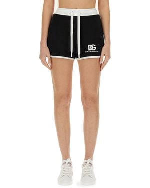 Dolce & Gabbana Logo Sweat Shorts - Black