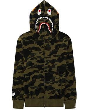 A Bathing Ape Felpa "Camo Shark" Con Cappuccio - Black