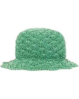 Red(V) Red (v) Raffia Bucket Hat - Green