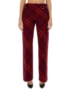 Burberry Wool Trousers - Red
