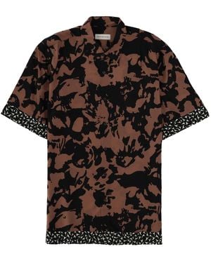 Dries Van Noten Abstract Flower Border Print Shirt - Black