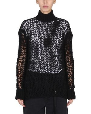 Ann Demeulemeester High Neck Regular Fit T-Shirt - Black