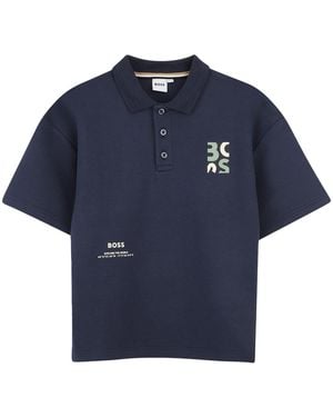 BOSS Polo Maniche Corte Con Logo - Blue