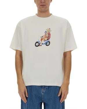 Drole de Monsieur T-Shirt With "Golfeu" Print - White