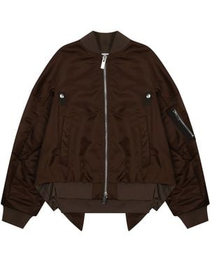 Sacai Giacca Bomber Cropped - Brown