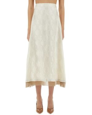 Fendi Ff Silk Skirt - Natural