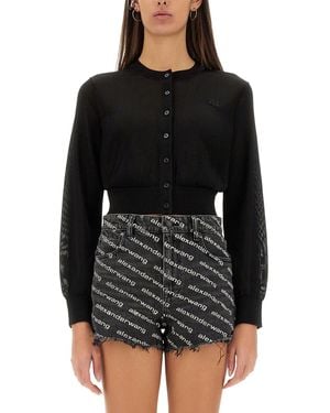 T By Alexander Wang Cropped Cardigan - Black