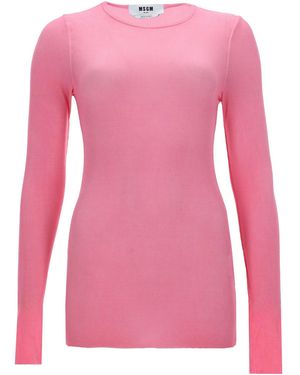 MSGM Solid Round Neck T-Shirt - Pink