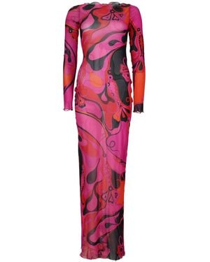 PUCCI Abito Lungo Orchidee - Red