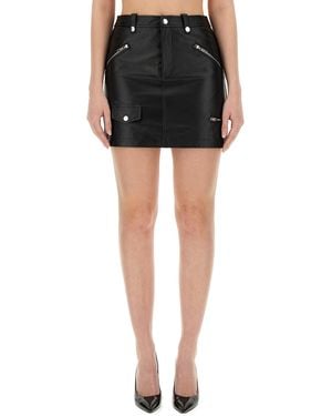 Moschino Skinny Fit Mini Skirt With Zippered Pockets - Black