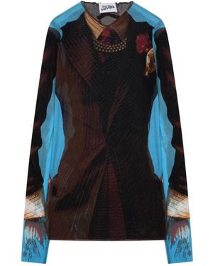 Jean Paul Gaultier Printed Round Neck Top - Black