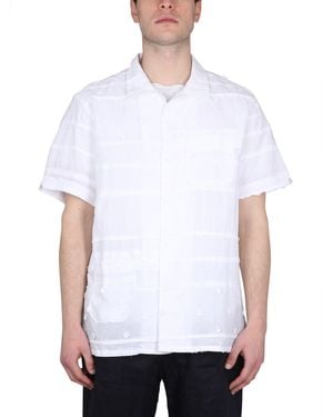 Engineered Garments Embroidered Shirt With Classic Collar - White