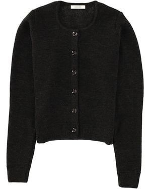 Lemaire Solid Round Neck Cardigan - Black