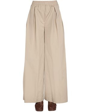 Aspesi Wide-Leg Poplin Trousers With Drawstring Waist - Natural