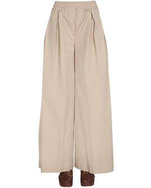 Aspesi Wide-Leg Poplin Trousers With Drawstring Waist - Natural