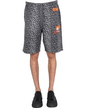 Heron Preston Bermuda Shorts With Front Logo Accents - Grey