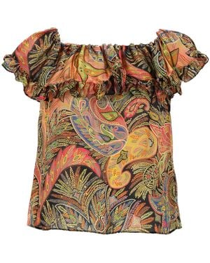 Etro Paisley Off Shoulder Top - Brown