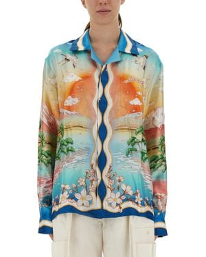 CASABLANCA Tennis Club Shirt - Blue