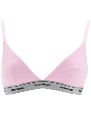 DSquared² Cotton Bralette With Logo - Pink