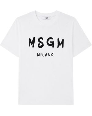 MSGM T-Shirt A Manica Corta Con Stampa Logo - White
