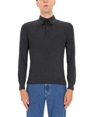 ZEGNA Cashmere Polo Shirt - Black
