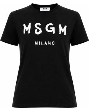 MSGM T-Shirt Con Logo Pennellato - Black