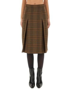 Saint Laurent Wool And Cashmere Midi Skirt - Green