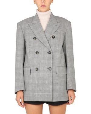 Max Mara Double-Breasted Check Blazer - Grey