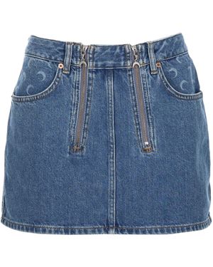 Marine Serre Minigonna Con Zip - Blue