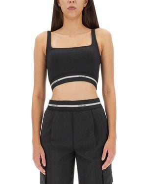 Helmut Lang Crop Top With Logo - Black