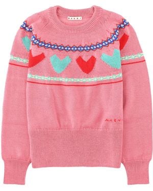Marni Maglione Con Motivo A Cuori - Pink